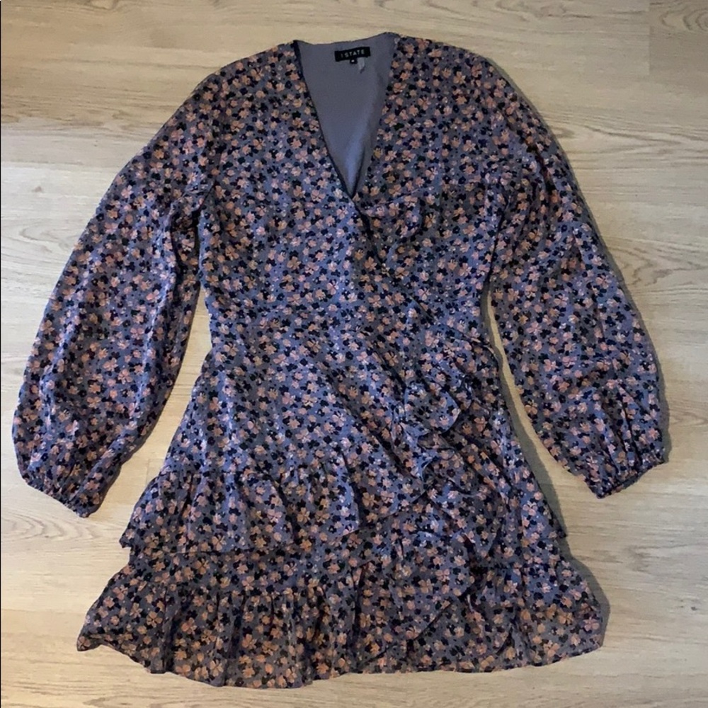 Purple/pink/black floral patterned dress
